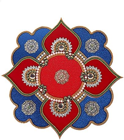 Itiiha Blue Diamond Rangoli עיצוב הודי לקישוט קיר, רצפה ושולחן לחג המולד ודיוואלי - 9 חלקים בעבודת יד