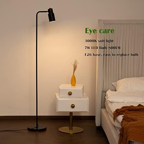 מנורת רצפה של Ganroght, מנורת רצפה תעשייתית לחדרי שינה וחדרי מגורים -3 טמפרטורת צבע 310 ° סיבוב מלפכת