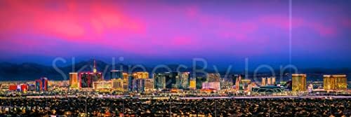 לאס וגאס 2022 קליין רקיע הדפסת צילום לא ממוסגר צבע עירוני עיר העיר התחתית 11.75 אינץ 'x 36 אינץ