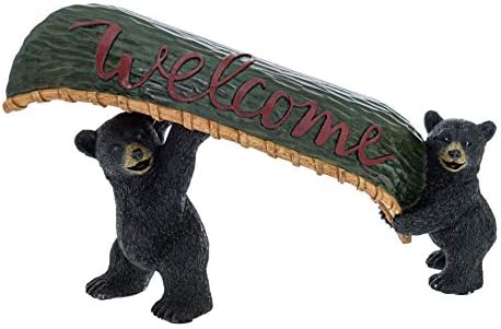 רכס אורן דוב שחור קאנו חיות בר קבלת פנים - קישוטי שולחן ברוך הבא לקישוטים לתא לתא - דוב בקאנו שלט קבלת