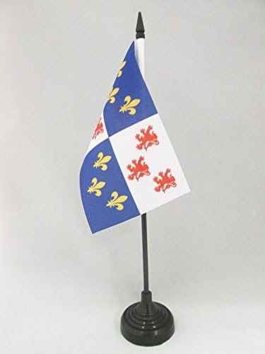 דגל AZ דגל שולחן פיקארדי דגל 4 '' x 6 '' - אזור צרפתי של דגל שולחן פיקארדי 15 x 10 סמ - מקל פלסטיק שחור