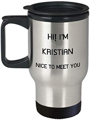אני ספל נסיעות קריסטיאן שם ייחודי מתנת כוס מתנה לגברים נשים 14oz נירוסטה