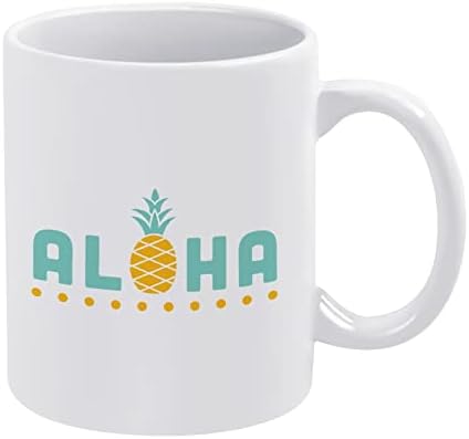 חי אלוהה אננס הדפסת ספל קפה כוס קרמיקה תה כוס מצחיק מתנה עם לוגו עיצוב עבור משרד בית נשים גברים-11 עוז