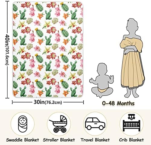 פרחי קקטוס שמיכות לתינוקות לבנים שמיכות פעוטות חמות סופר רכות לבנות שמיכת עריסה קלה של שמיכת עריסה שמיכה