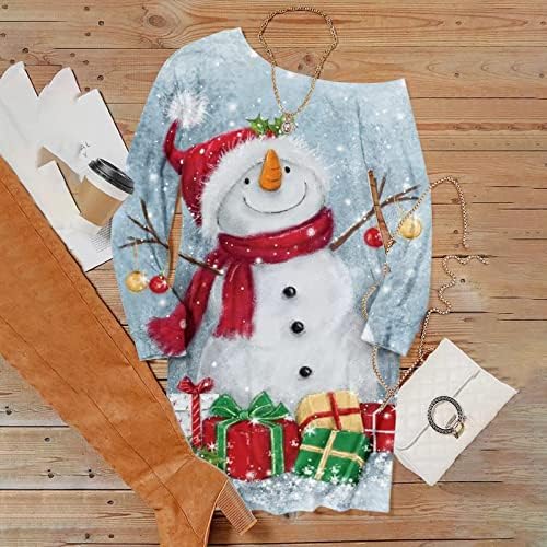 סווטשירט של עץ חג המולד סווטשירט צבע ישר וייחודי מעל כתף שרוול ארוך סוודר הדפס סוודר חולצות קלות חולצות