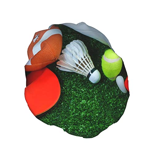 כדורי ספורט על דשא מודפס כובע מקלחת סאטן מכסה שיער כובע שיער אטום למים כובעי אמבטיה אלסטיים נמתחים כובע