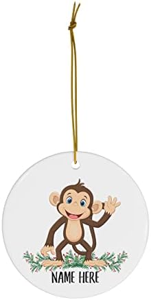 קוף מתנה מצחיק מתנות שמחות בהתאמה אישית 2023 קישוטים לעץ חג המולד מעגל קרמיקה