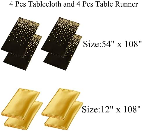 4 חבילה לבן מלבן מפת שולחן 4 חבילה כסף סאטן שולחן רץ סט, לבן וכסף מפות שולחן חד פעמי פלסטיק שולחן מכסה