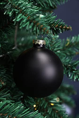 קישוטי כדור חג המולד של DN DN זכוכית שחורה, 3.15 אינץ 'תלייה לחג המולד לקישוט עץ חג המולד, סט של 9 תפאורה