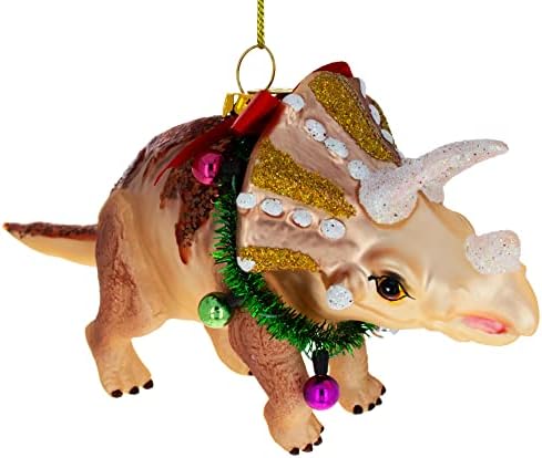 דינוזאור בקישוט חג המולד של זכוכית זר זכוכית